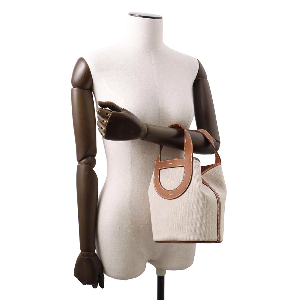 HERMES in-the-loop Tote Bag Ecru/Gold Toile H Swift Leather Size 18
