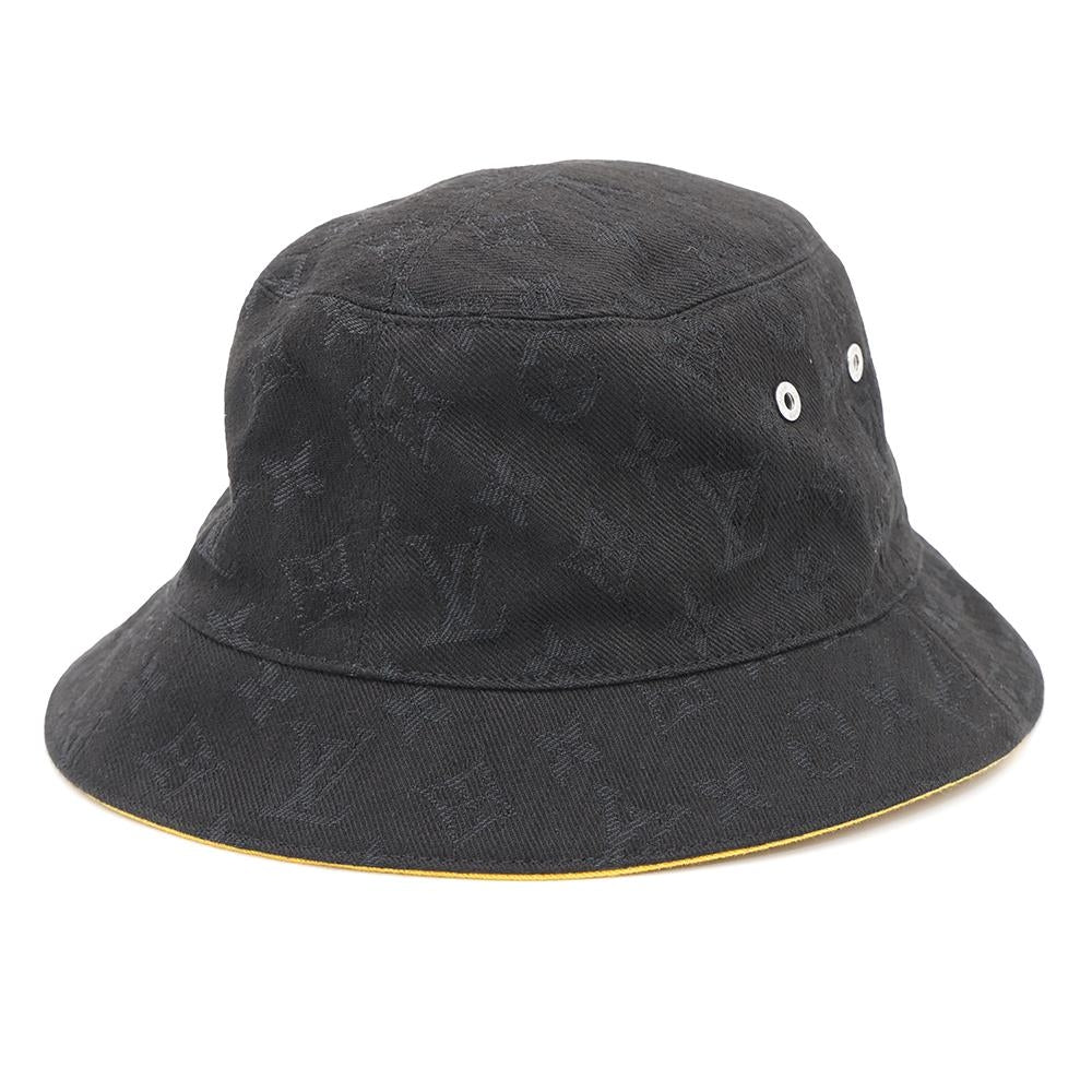 LOUIS VUITTON Hatã»MonogramDenim Size 58 Black/YellowM76208 Cotton60% Polyester40%
