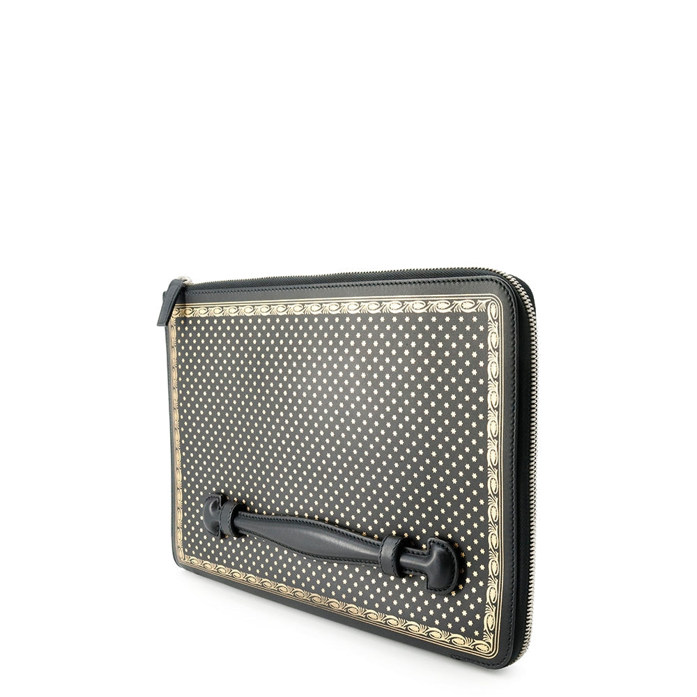 GUCCI Sega collaboration GUCCY logo Clutch Bag Black/Gold523441 Leather