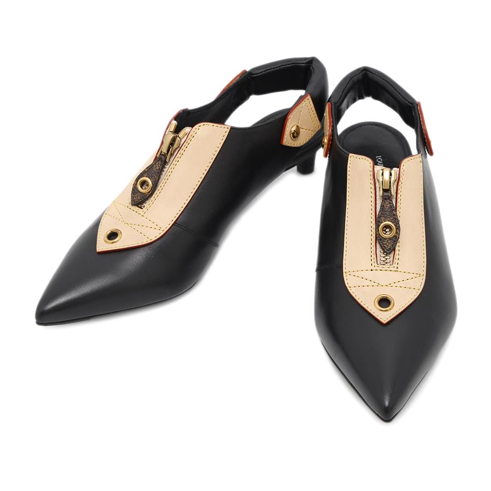 LOUIS VUITTON Allure Pumps Black1AD301 Calf Leather Size 35 1/2