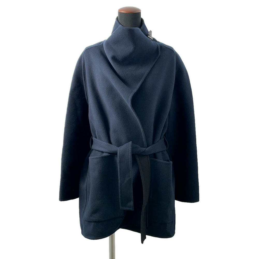 HERMES Blanket Coat Size 36 Navy/Black Cashmere100%
