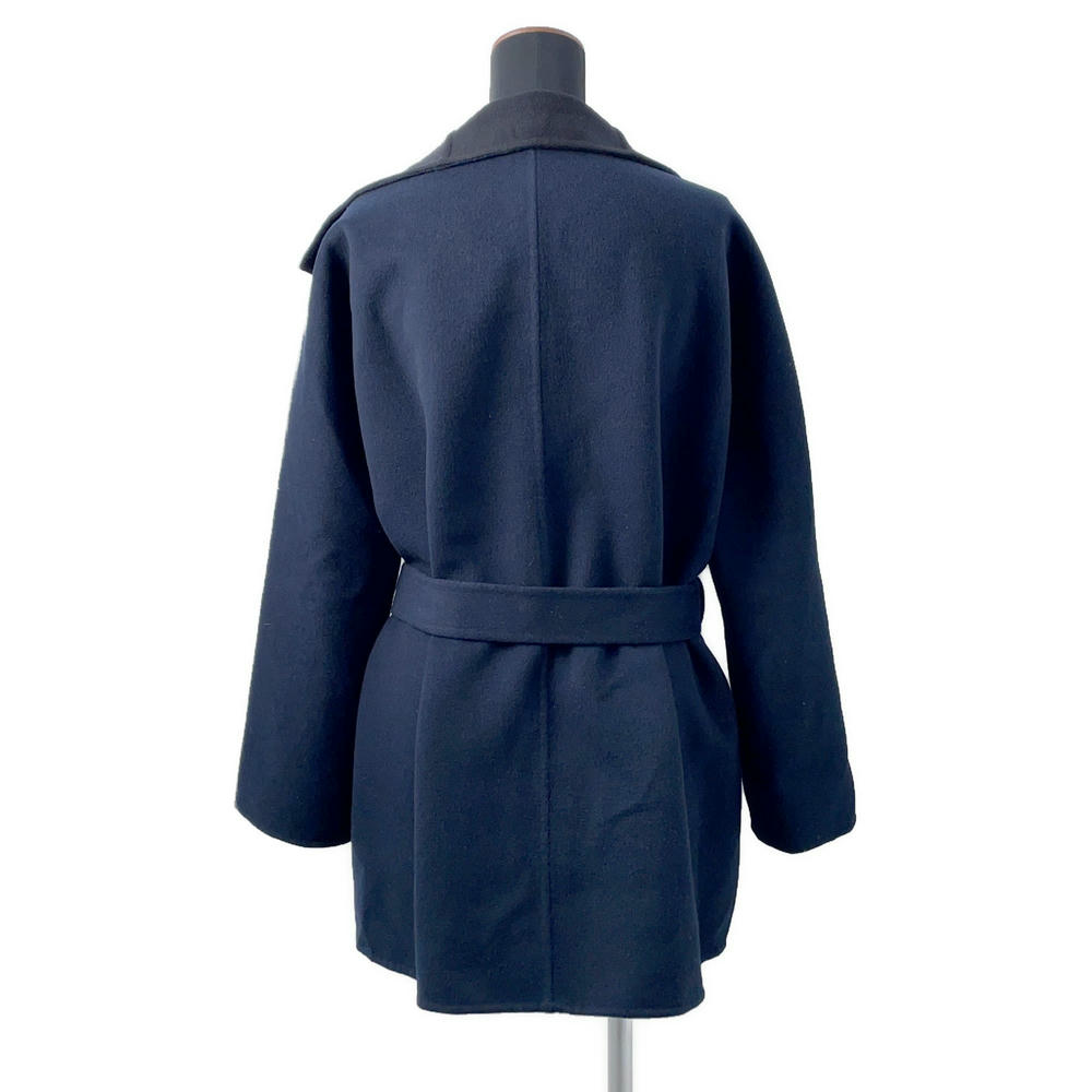 HERMES Blanket Coat Size 36 Navy/Black Cashmere100%