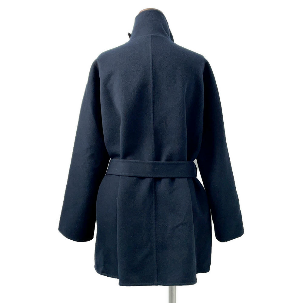 HERMES Blanket Coat Size 36 Navy/Black Cashmere100%