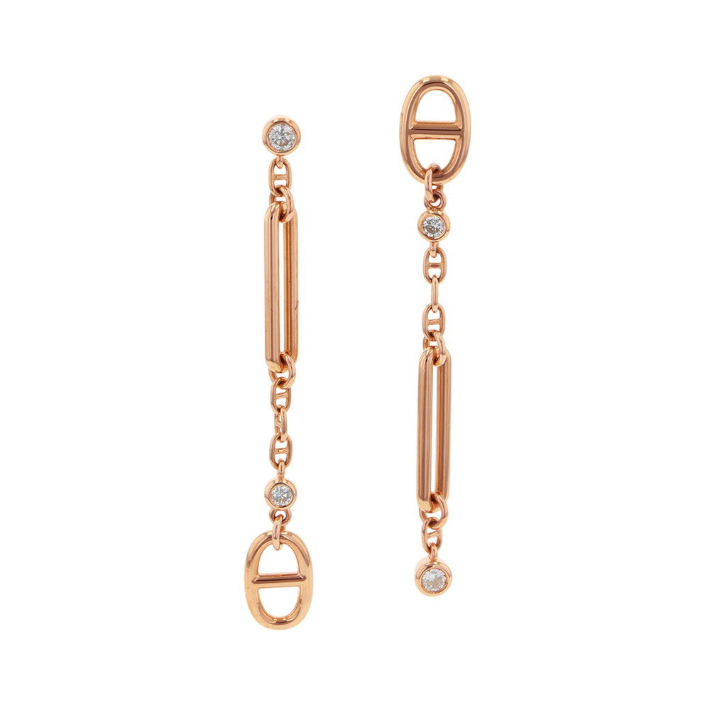 HERMES Earrings ãChaine d'Ancre Chaosã 18K Pink Gold