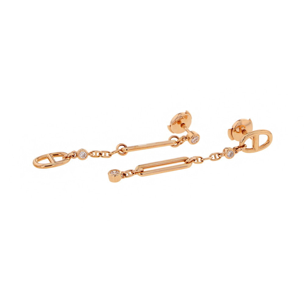 HERMES Earrings ãChaine d'Ancre Chaosã 18K Pink Gold