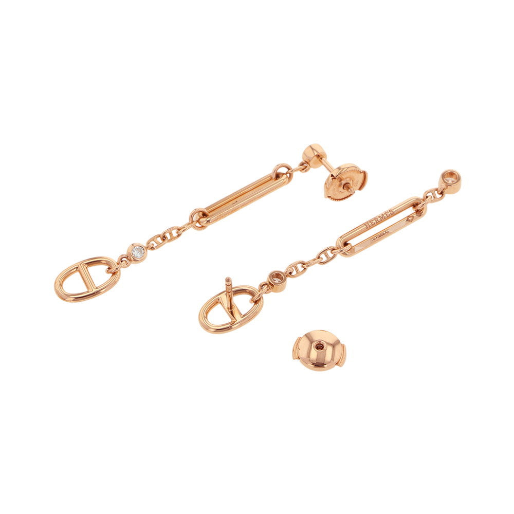 HERMES Earrings ãChaine d'Ancre Chaosã 18K Pink Gold