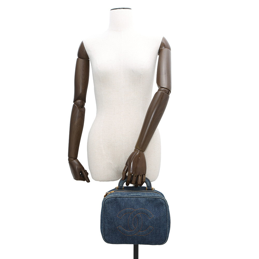 CHANEL Vanity Bag 2wayBag Blue Denim