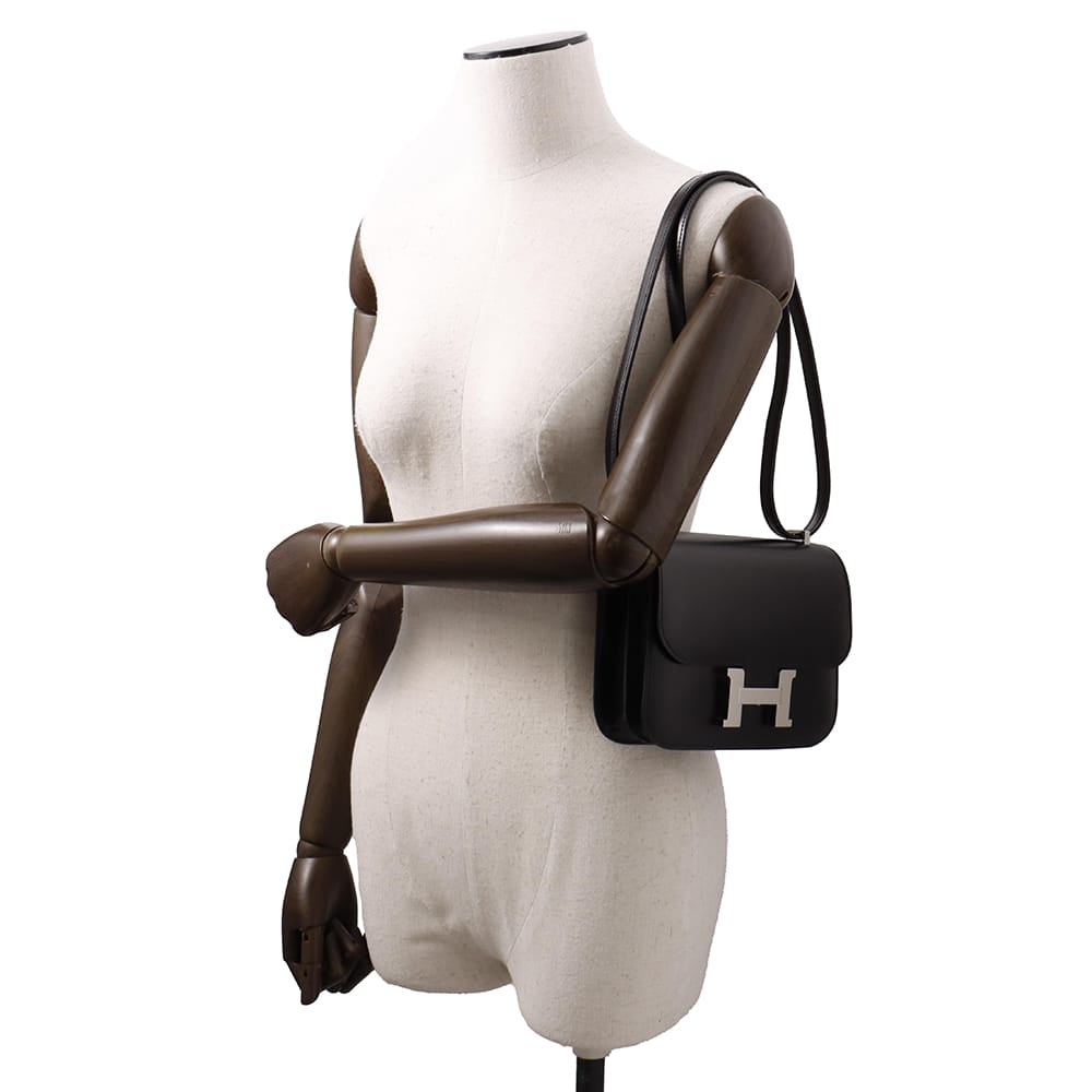 HERMES Constance3 Miroir Mi Black Box Calf Leather Size Mini