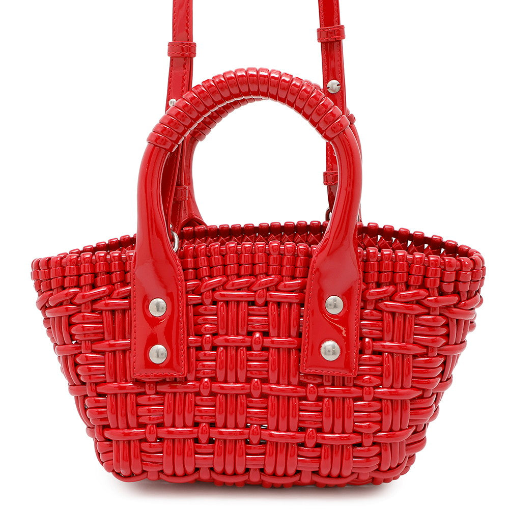 BALENCIAGA Bistro 2WAY Handbag Red678028 Patent Leather Size XXS