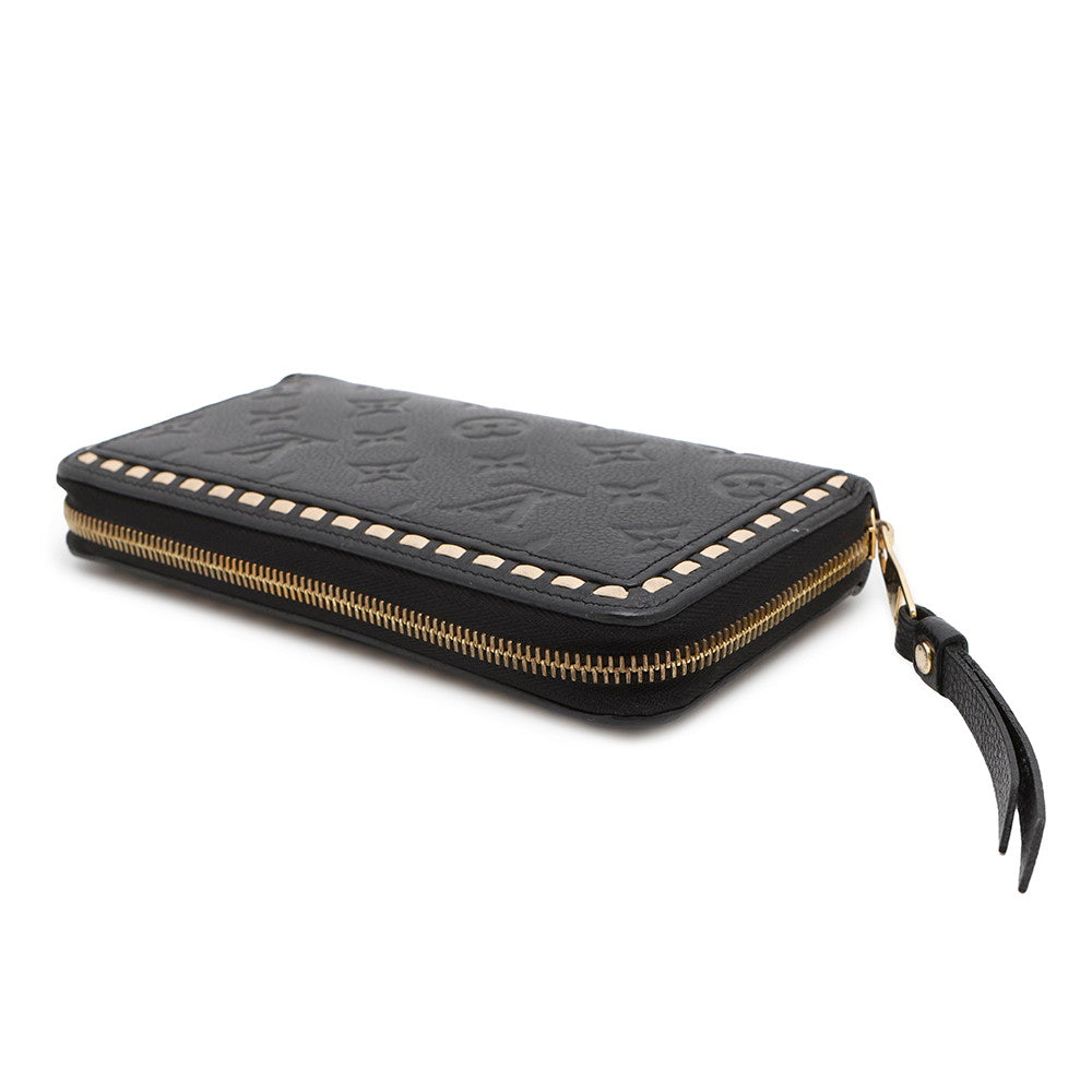 LOUIS VUITTON Zippy Wallet Noir/BeigeM64805 Monogram Empreinte Leather