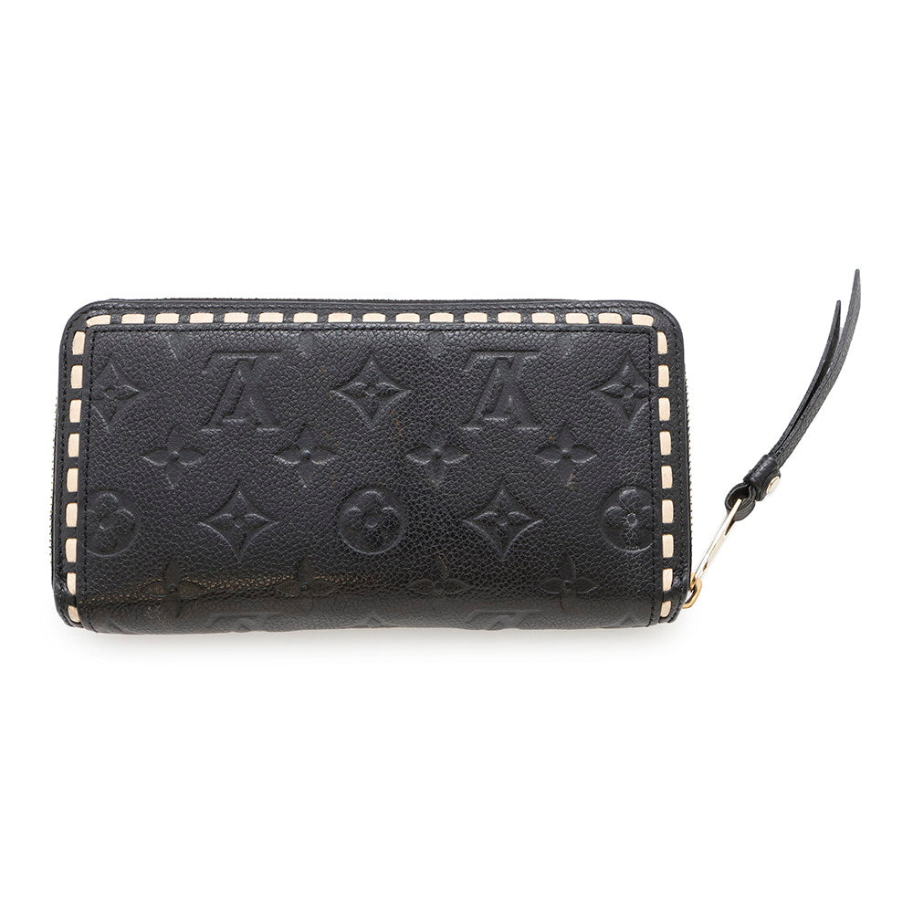 LOUIS VUITTON Zippy Wallet Noir/BeigeM64805 Monogram Empreinte Leather