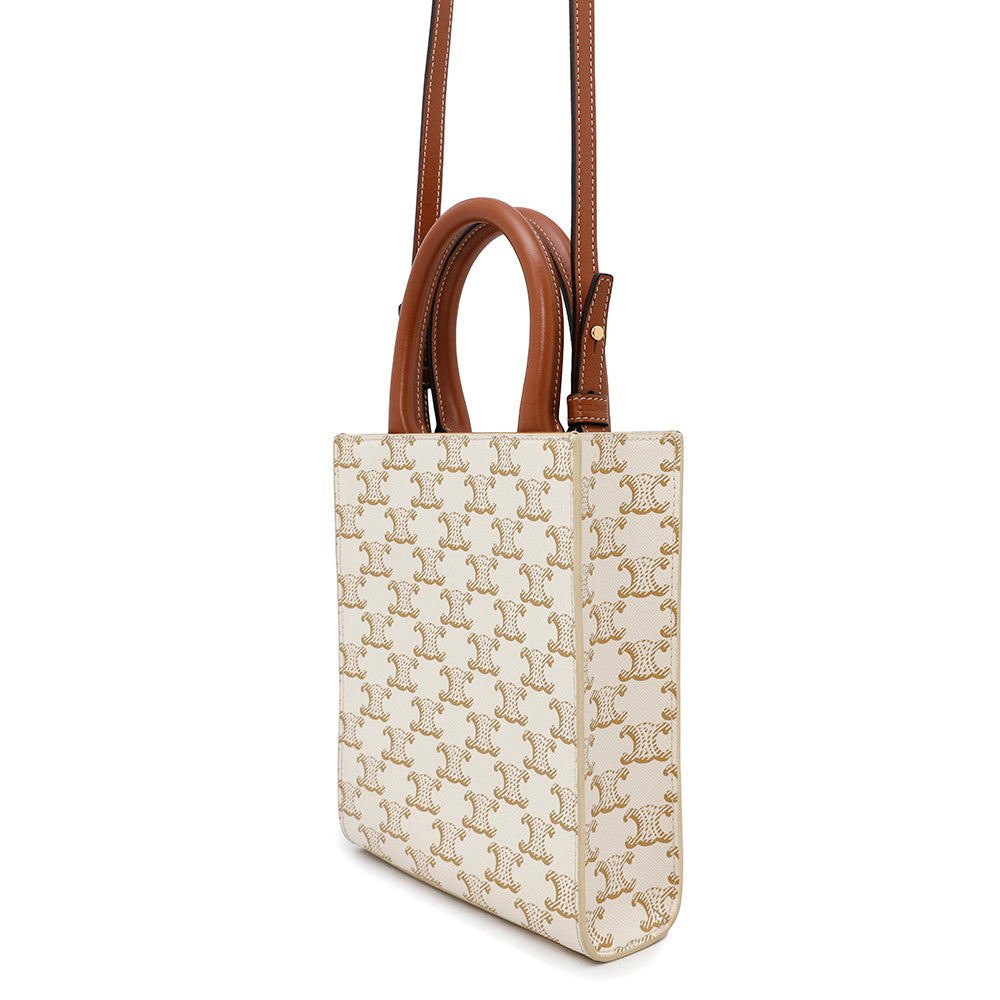 CELINE Triomphe Vertical Cabas White194372BZK.01BC PVC Leather Size Mini