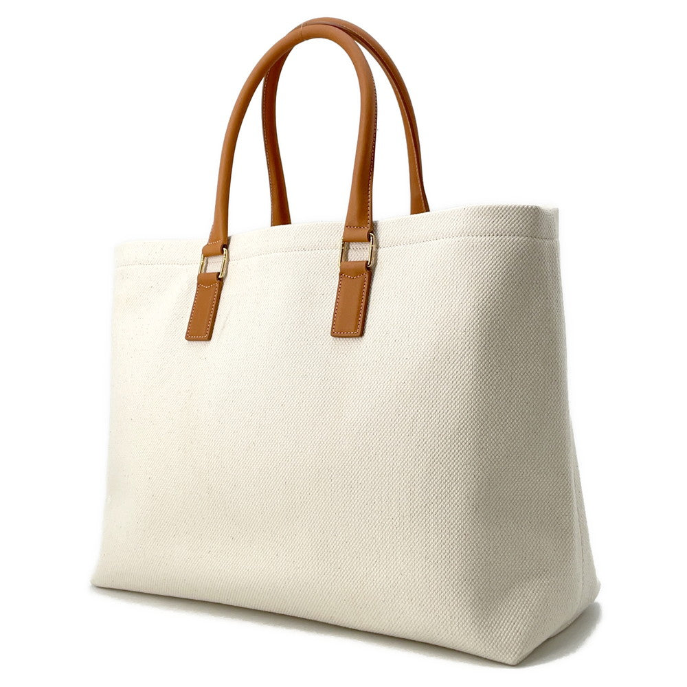 CELINE Horizontal Cabas White/Brown190062 Canvas Leather