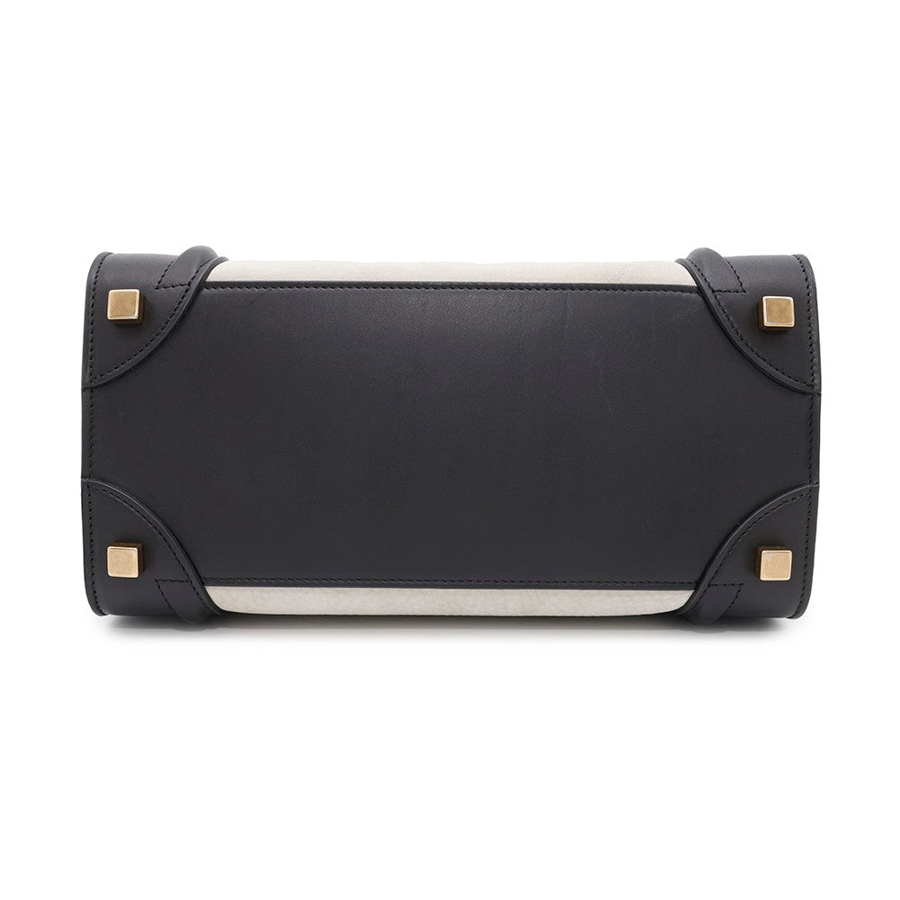 CELINE Luggage micro shopper Black/Khaki/Gray Leather