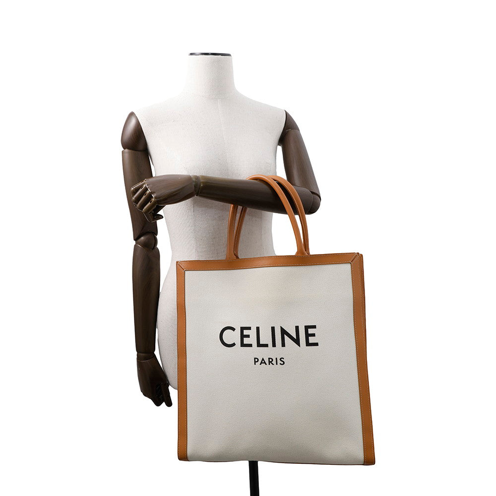 CELINE Vertical Cabas Natural/Tan190402 Canvas Leather