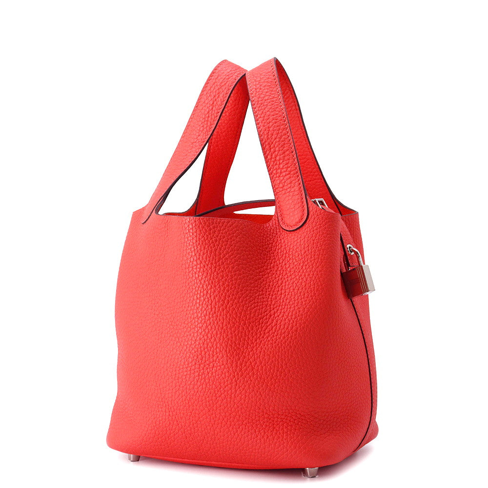 HERMES Picotin Lock Rose texas Taurillon Clemence Size PM
