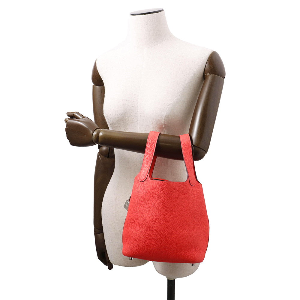 HERMES Picotin Lock Rose texas Taurillon Clemence Size PM