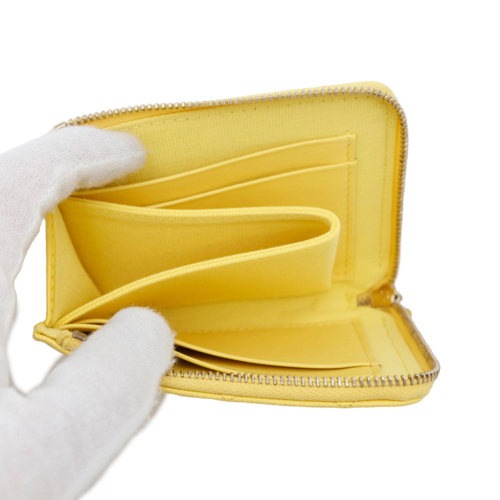 CHANEL Matelasse L-shaped zipper compact wallet YellowAP3999 Caviar Leather