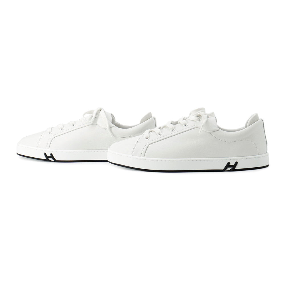 HERMES Sneakers ãKidã White Leather Velour Size 43.5