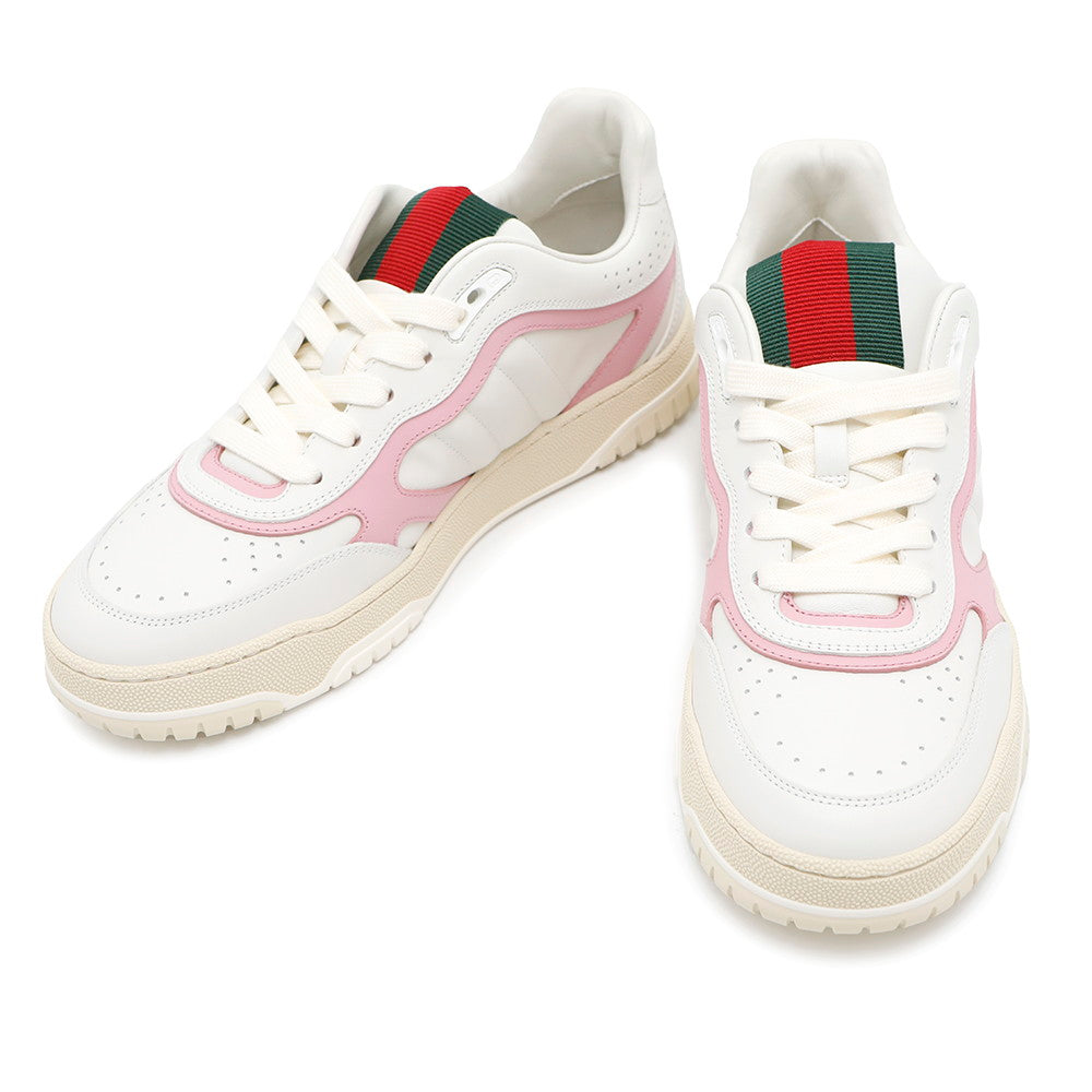 GUCCI Reweb Sneakers White/Pink785728 Leather Size 39.5