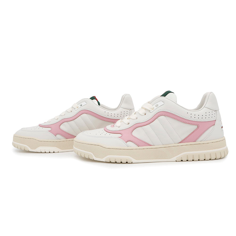 GUCCI Reweb Sneakers White/Pink785728 Leather Size 39.5