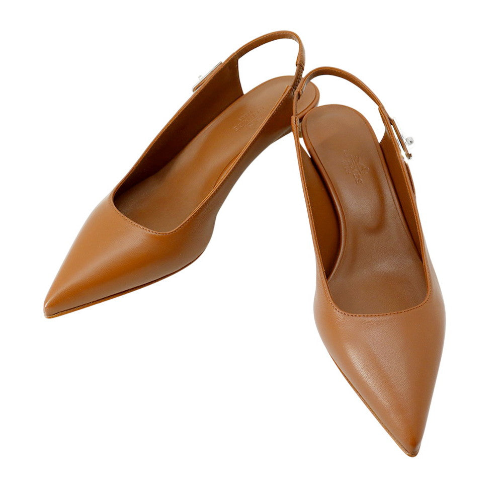 HERMES Pumps ãLavaâã 40 Gold Leather Size 37 2/1
