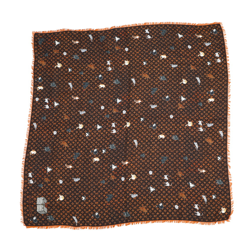 LOUIS VUITTON Stoleã»Catogram Brown/OrangeMP2265 Wool 61% Silk39%