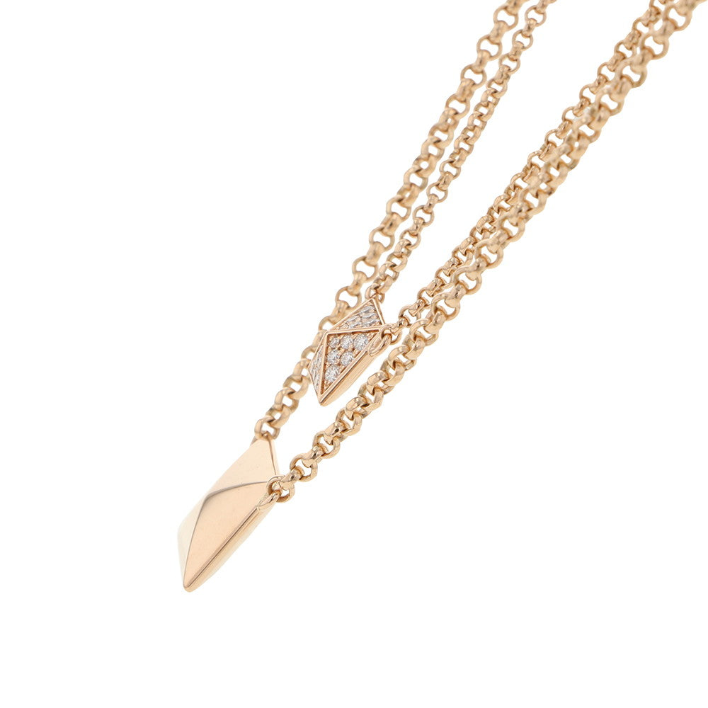 HERMES HERMES Crew de H 2 Chain Diamond Necklace Size 40 18K Pink Gold