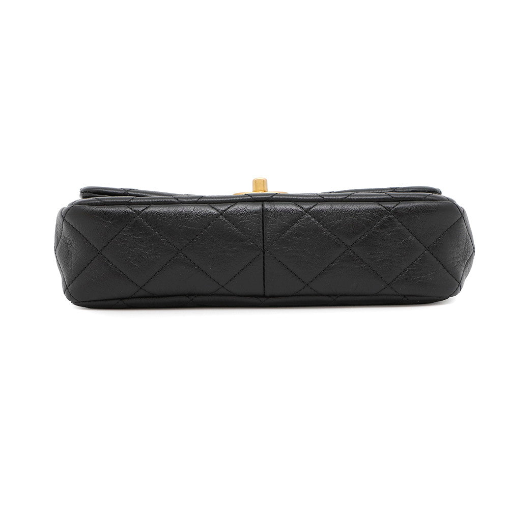 CHANEL Matelasse PearlChainShoulder Bag BlackAS3000 Shiny Calf Leather