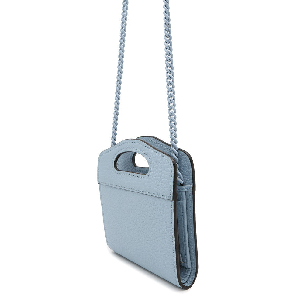 GUCCI Double G Compact Chain Wallet Light Blue701074 Leather
