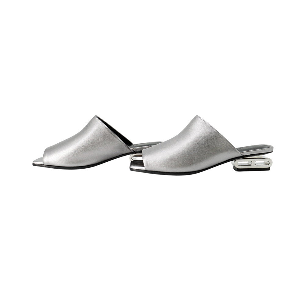 HERMES SandalsãIdolã Silver Leather Size 36