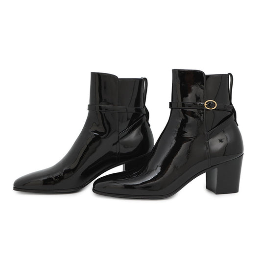 SAINT LAURENT PARIS Terry Heel EncreBoots Black709447 Patent Leather Size 41