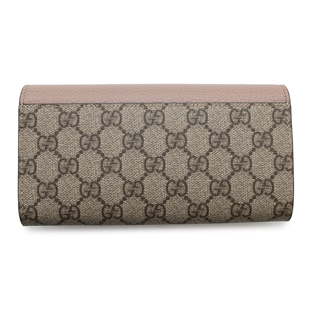 GUCCI GG Supreme Double G Continental Wallet Dusty Pink/Beige735594 Leather/PVC
