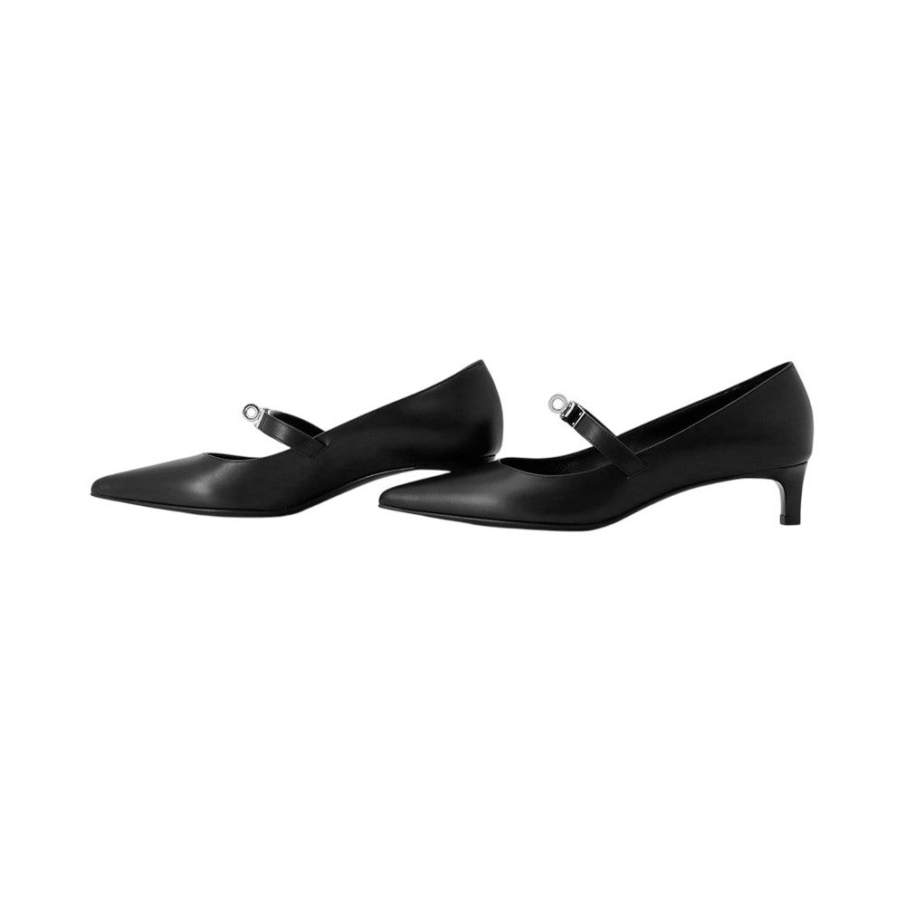HERMES Pumps ãChiaraã 40 Black Calf Leather Size 37