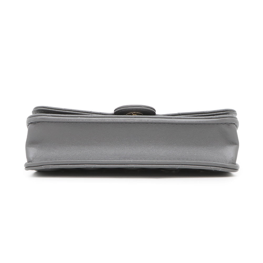 CHANEL Matelasse 2WAY Chain Wallet Gray Lambskin