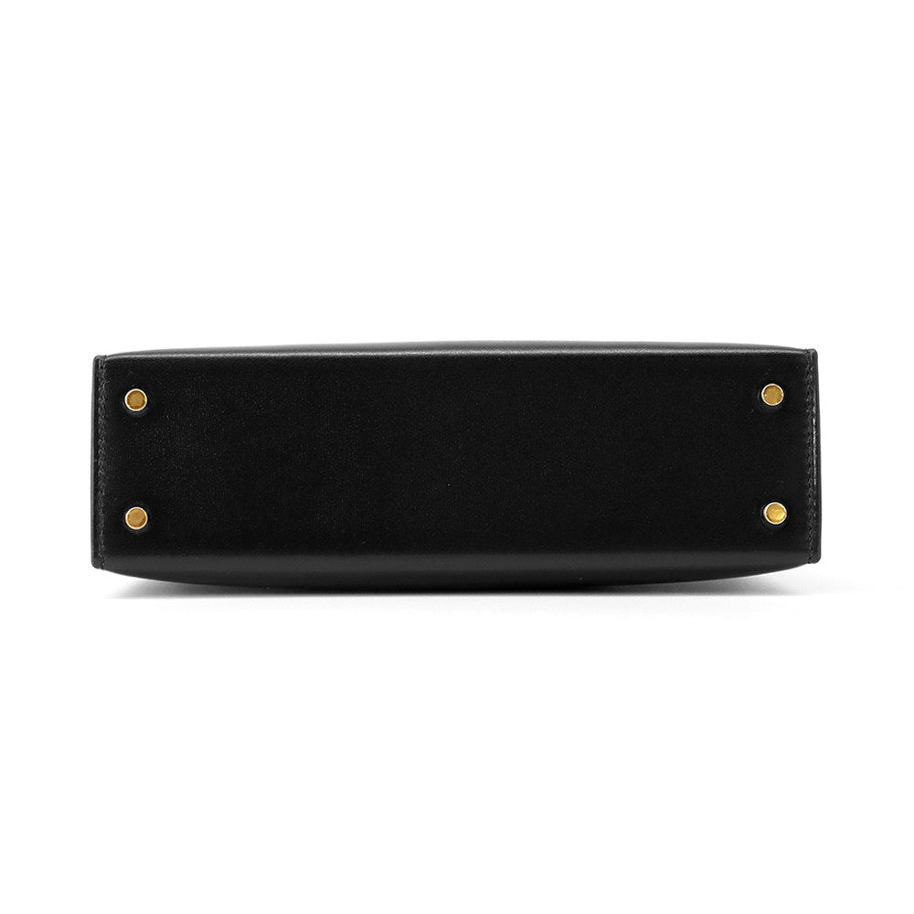 HERMES Mini Kelly 2 Black Box Calf Leather