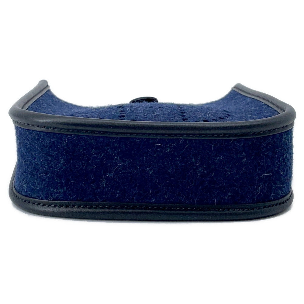 HERMES Evelyne Long Blue Nuit/Black Felt Swift Leather Size TPM