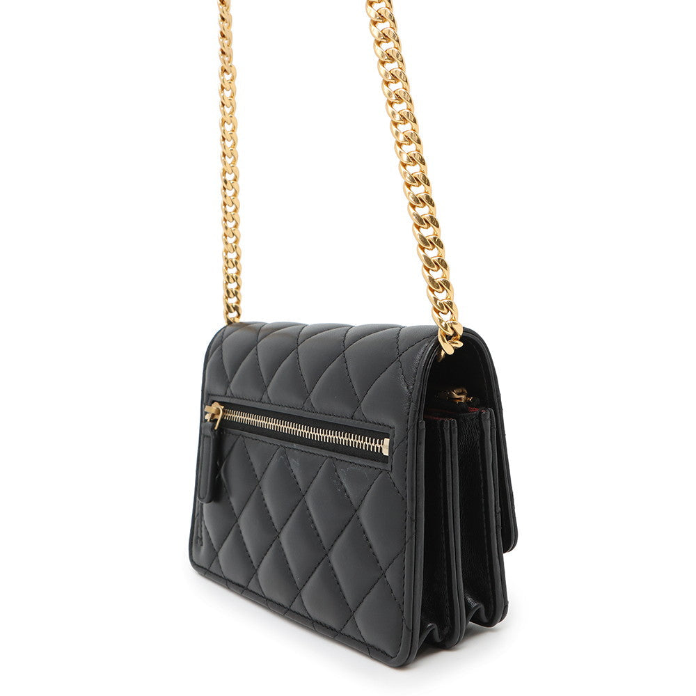CHANEL Matelasse PearlChain Mini Chain Wallet BlackAP2932 Lambskin
