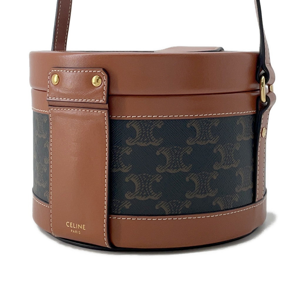 CELINE Tambour Triomphe Shoulder Tan195192 TriompheCanvas Leather Size Medium