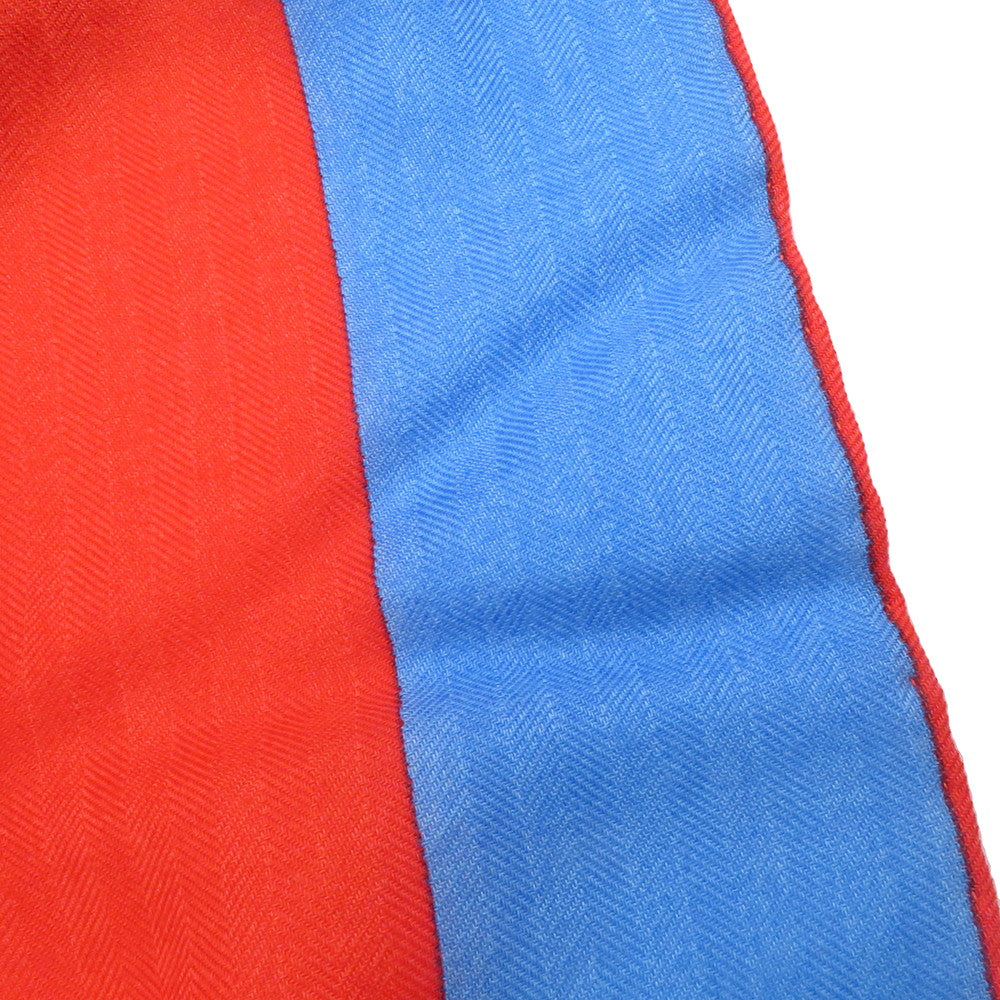 HERMES Carre Jean H PASSANT Hã»Passant Size 140 Rouge/Blue/Blanc Cashmere70% Silk30%