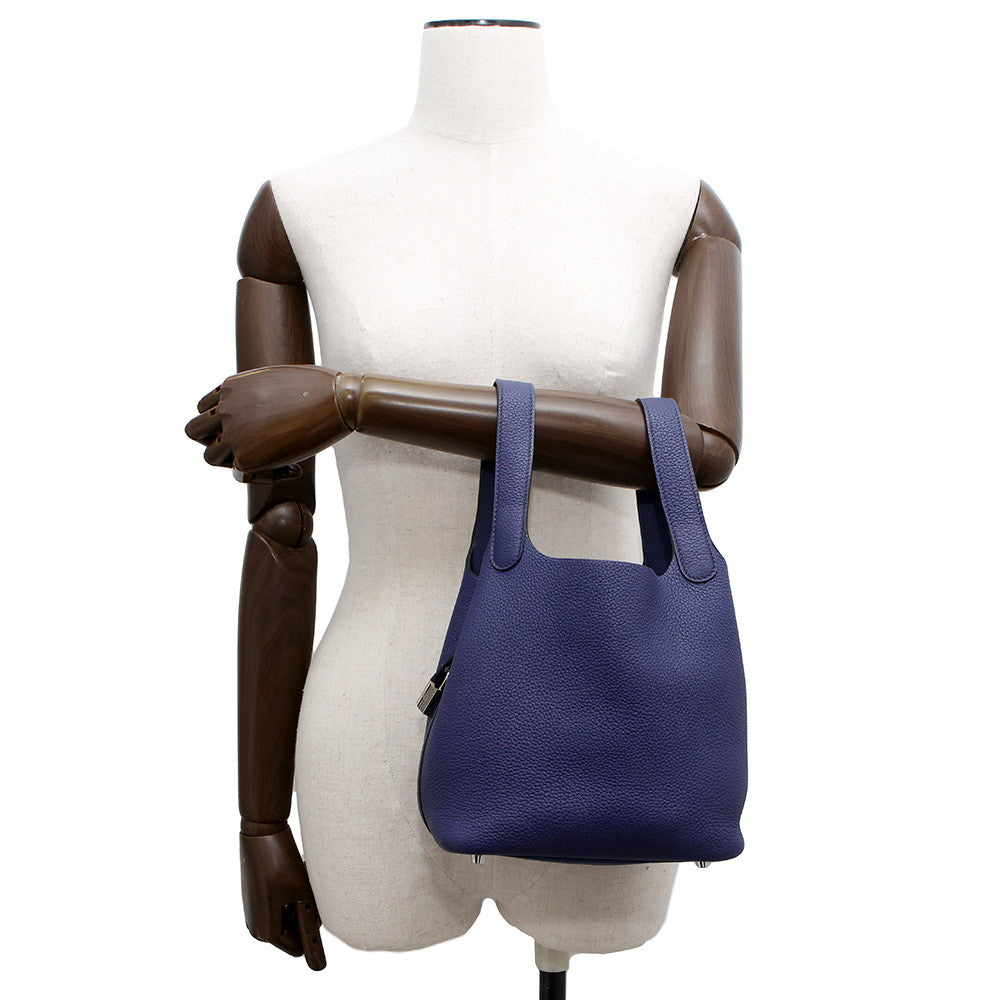 HERMES Picotin Lock Blue Encre Taurillon Clemence Size PM