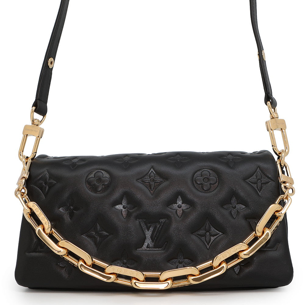 LOUIS VUITTON PochetteCoussin Noir/PinkM83359 Monogramã»Pattern Lamb Leather