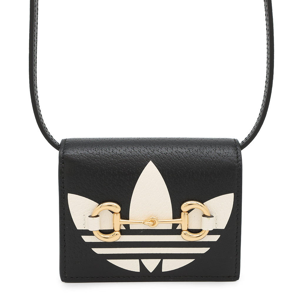 GUCCI Adidas collaboration Horsebit Shoulder wallet Black702248 Leather