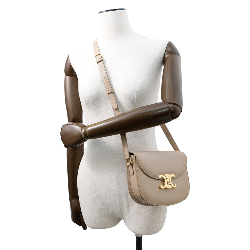 CELINE Buzas Triomphe Shoulder Bag Beige110413BF4 Leather