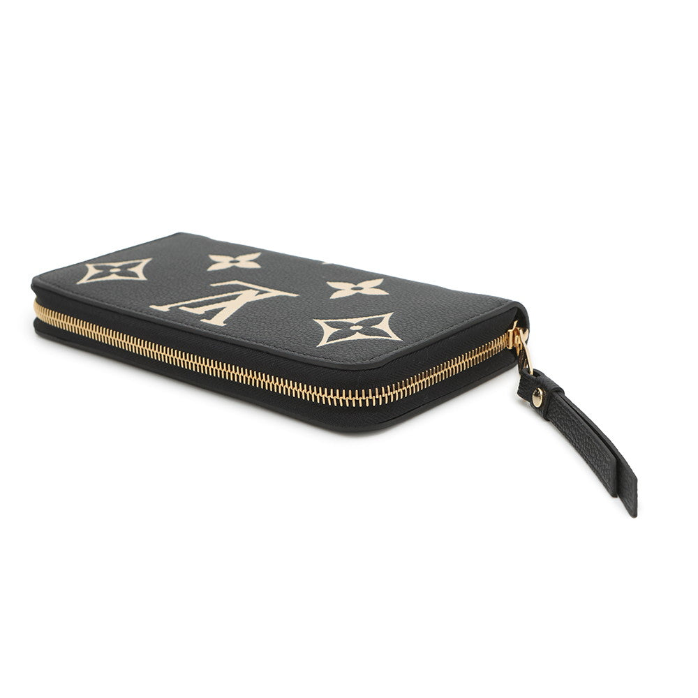 LOUIS VUITTON Zippy Wallet Noir/BeigeM80481 Bicolor Monogram Empreinte Leather