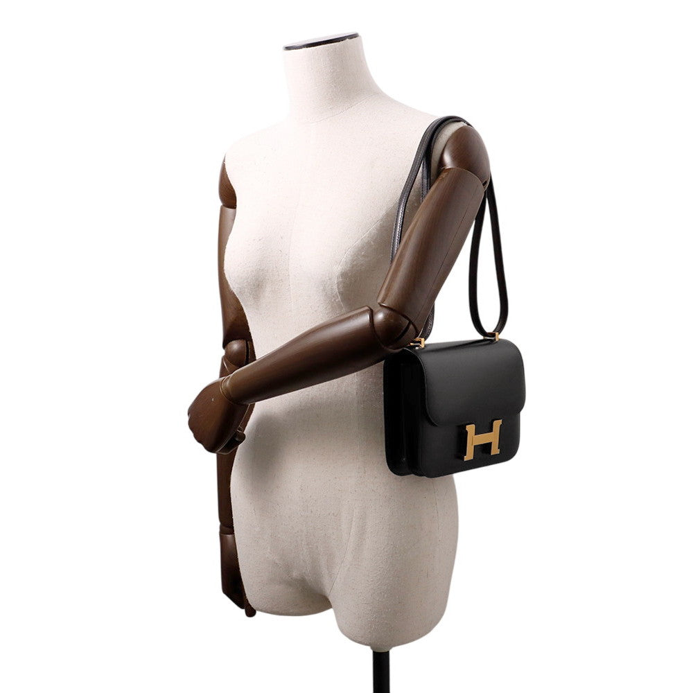 HERMES Constance 3 Miroir Black Box Calf Leather Size Mini