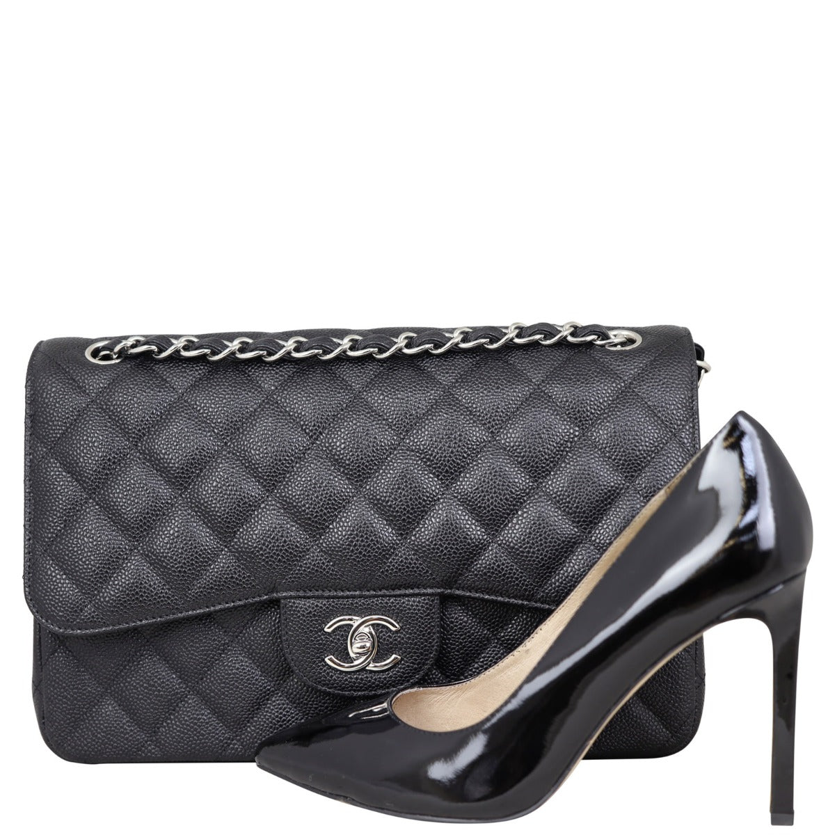 Chanel Classic Double Flap Jumbo | Black Silver H
