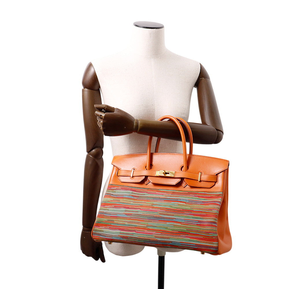 HERMES Birkin Orange Vibrato Box Calf Leather Size 35