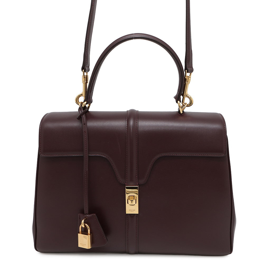 CELINE 16 SEISE 2WAY Handbag Bordeaux187373 Leather Size Medium