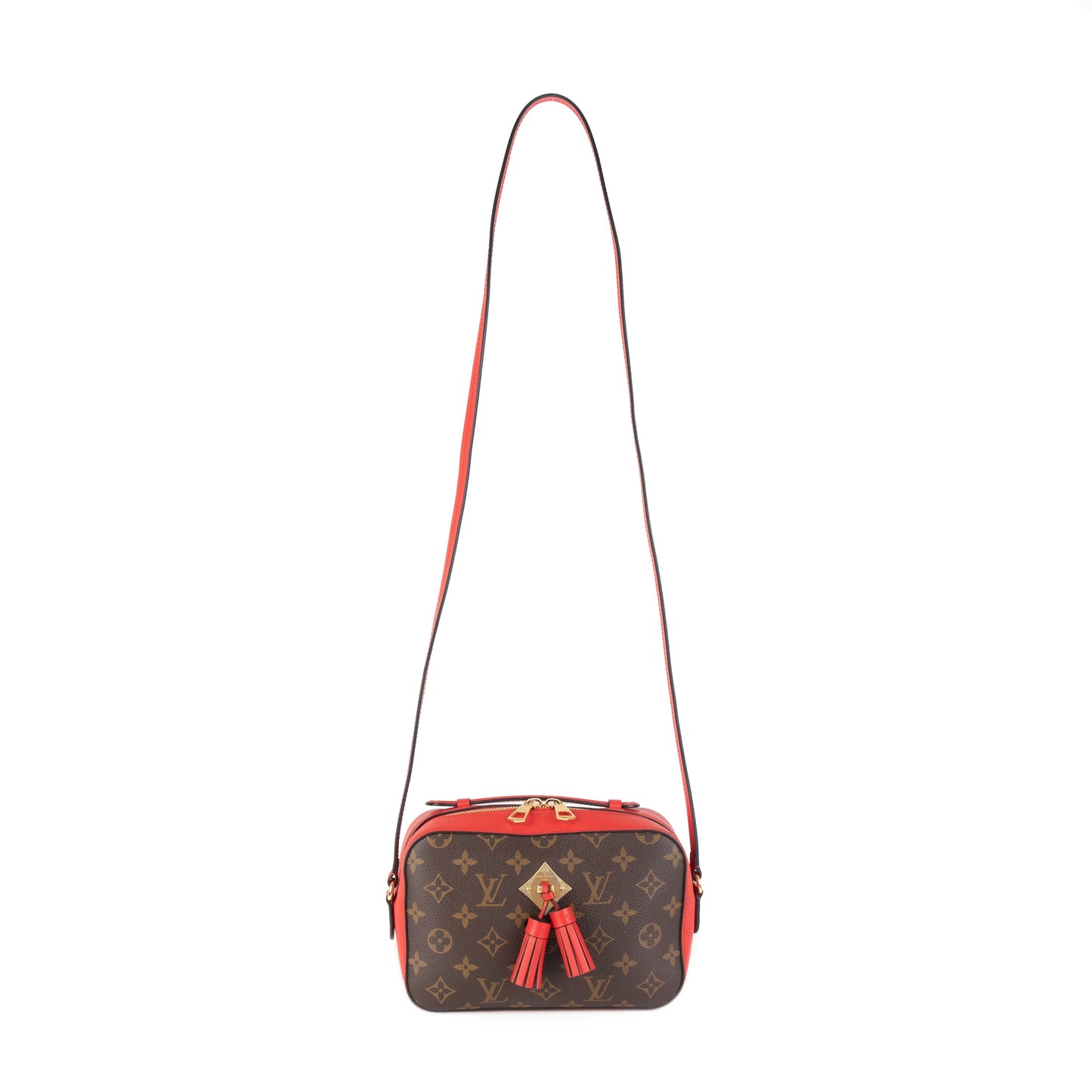 Louis Vuitton Louis Vuitton Brown Monogram Canvas & Coquelicot Leather Saintonge Bag